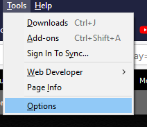 Firefox Options Menu